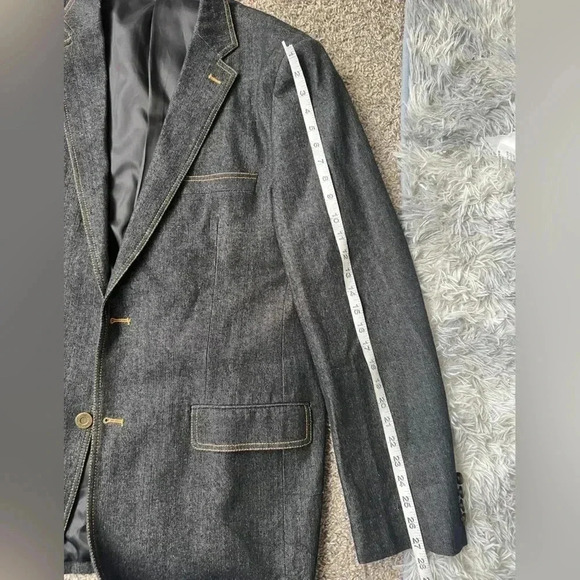VITTORIO ST ANGELO MENS DENIM JEAN SPORTS BLAZER BLAXK GRAY POCKETS SIZE 44 LONG - Picture 14 of 14